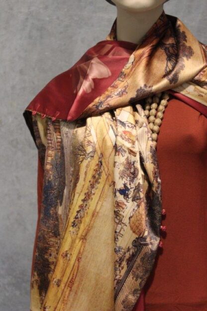 Reversible Artwork Satin Cape w Frogging Buttons - Image 7