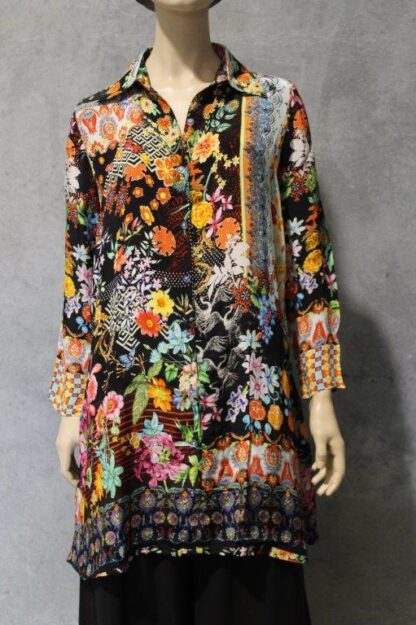 Artsilk Button Thru Shirt w Collar (Long) IN 2 LOVELY PRINTS - Image 6