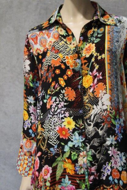 Artsilk Button Thru Shirt w Collar (Long) IN 2 LOVELY PRINTS - Image 7