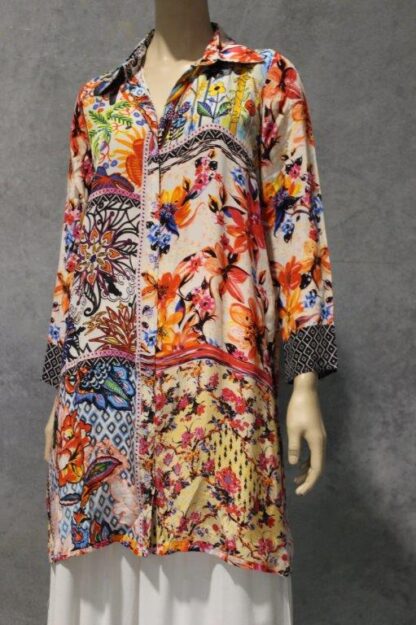 Artsilk Button Thru Shirt w Collar (Long) IN 2 LOVELY PRINTS - Image 4
