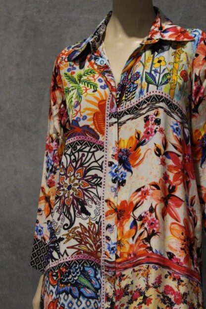 Artsilk Button Thru Shirt w Collar (Long) IN 2 LOVELY PRINTS - Image 3