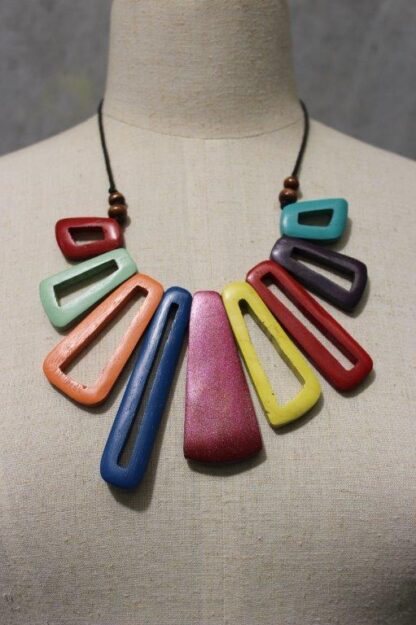 Wooden Rectangle Window Necklace (3 Cols) - Image 2