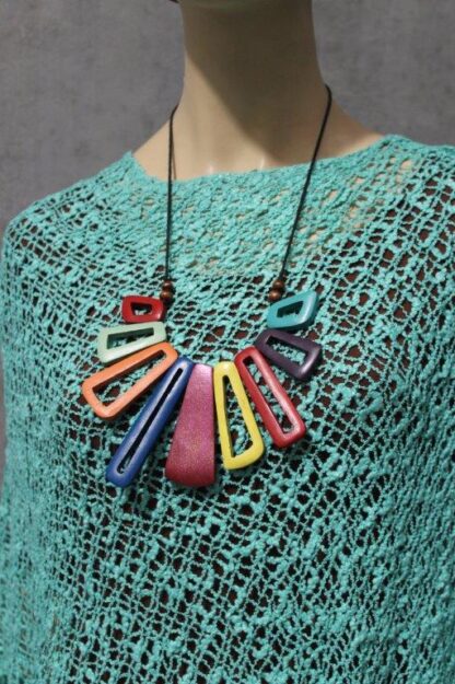Wooden Rectangle Window Necklace (3 Cols) - Image 5
