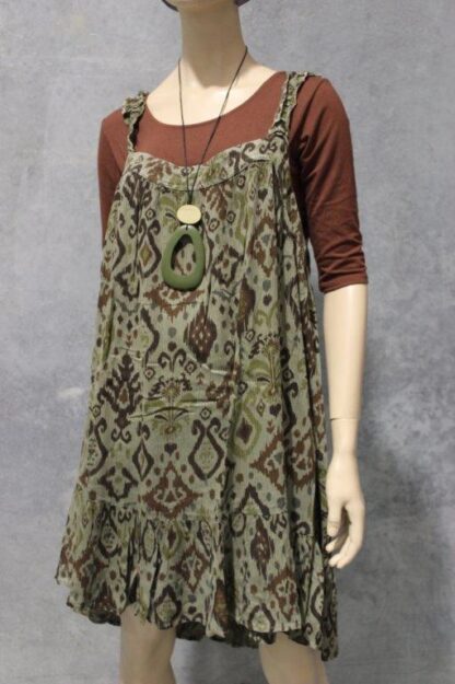 Cottage Crepe Frill Flared Pinny Dress - ASSORTED PRINTS - Image 2