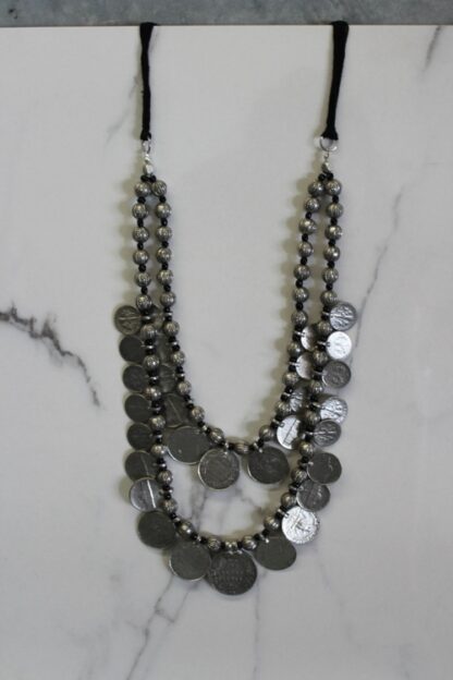 Coin and Cord 2 Strand Necklace SILVER- Hotseller! - Image 3