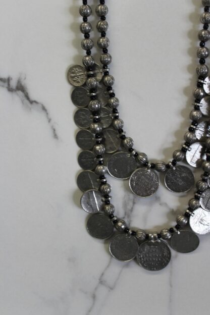 Coin and Cord 2 Strand Necklace SILVER- Hotseller! - Image 2