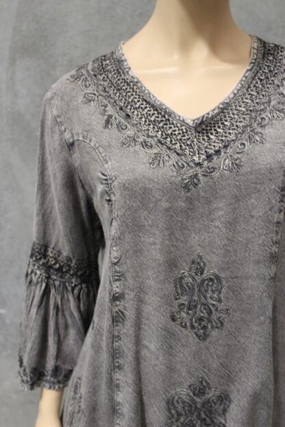 Bell Sleeve Acid Wash Blouse - Image 5