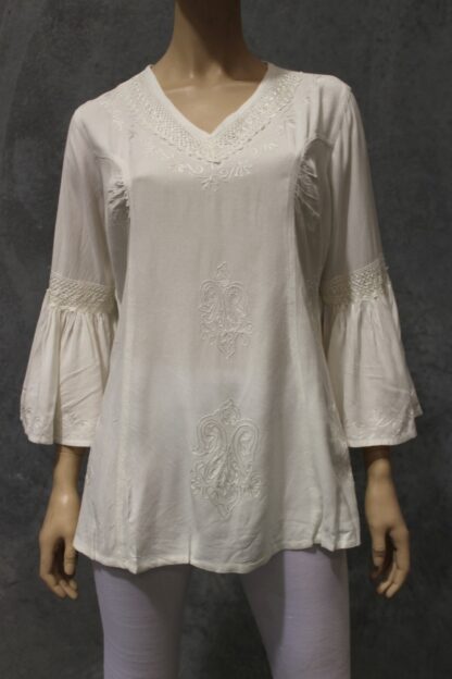 Bell Sleeve Acid Wash Blouse - Image 6