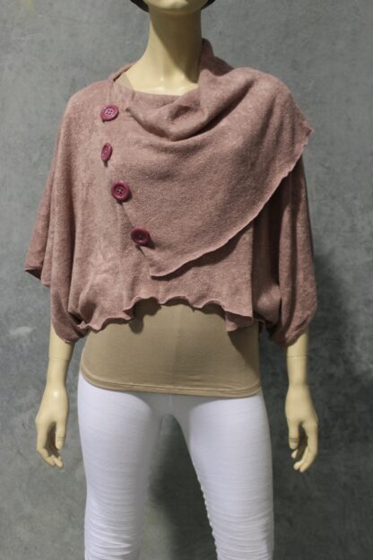 Wool look 4 Button Cowl Poncho Top - Image 20