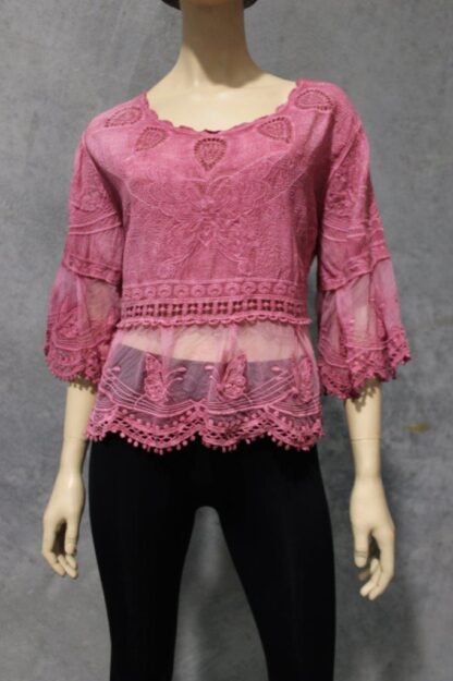 Butterfly Tulle Emb Midriff Frill Top - Image 9