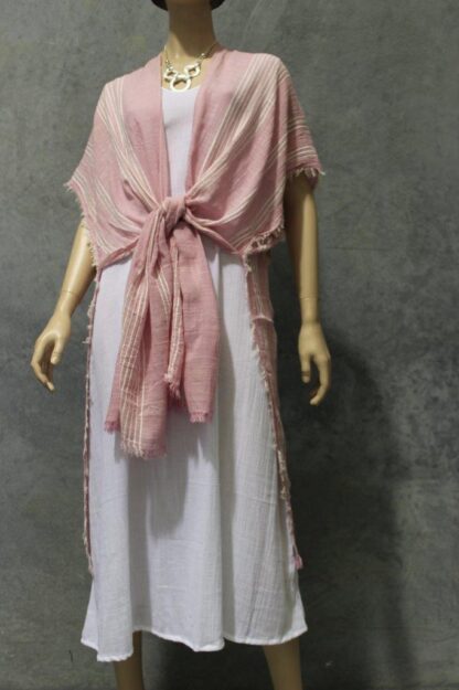 Stripe Veil Tie Up Beach Throw - Image 14