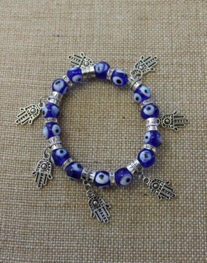 Evil Eye Glass Bead Charm Bracelet