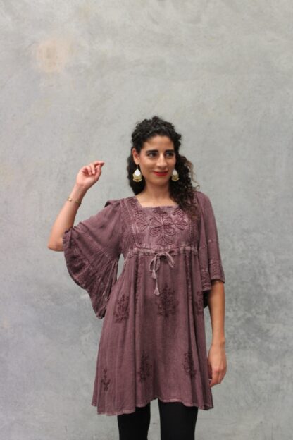 Acid Wash Angel Sleeve Dress - Image 4