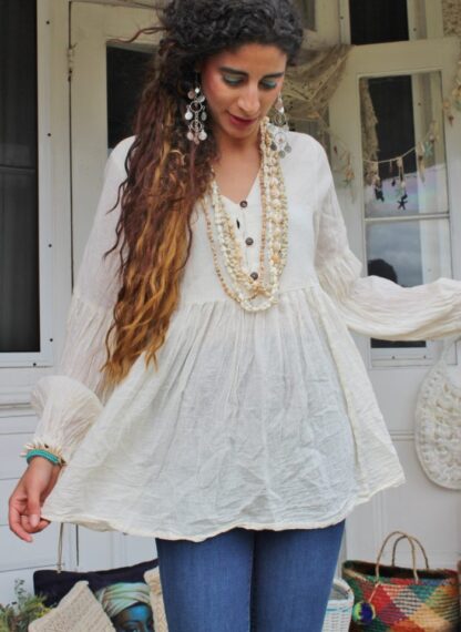 Calico Button Peplum Shirt - Image 4