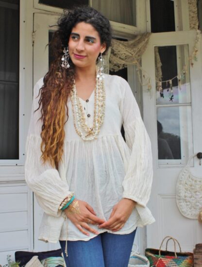 Calico Button Peplum Shirt - Image 3