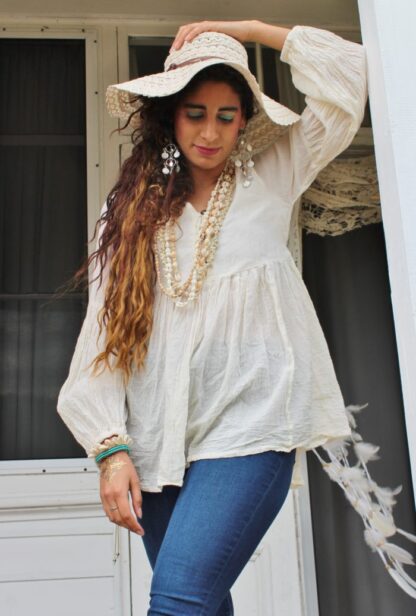 Calico Button Peplum Shirt - Image 5