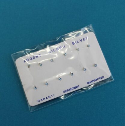 Nose Studs Card STERLING SILVER -Ice Blue