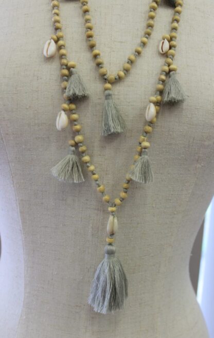Coco Shell Tassel 2 Strand Necklace - Image 3