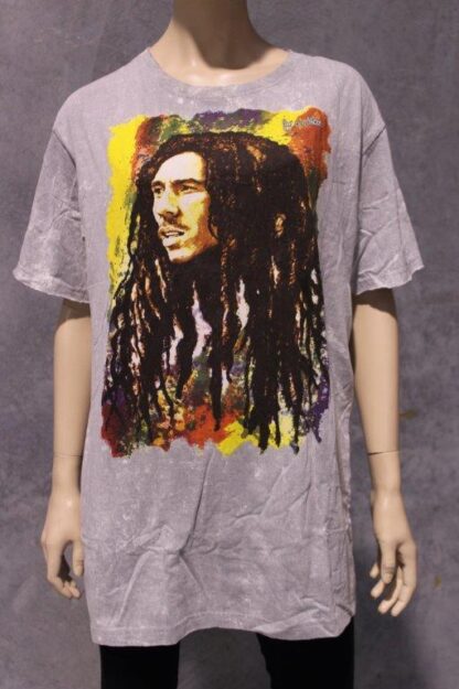 Unisex/Mens Bob Marley Cotton Stonewash Tee- Pale Grey