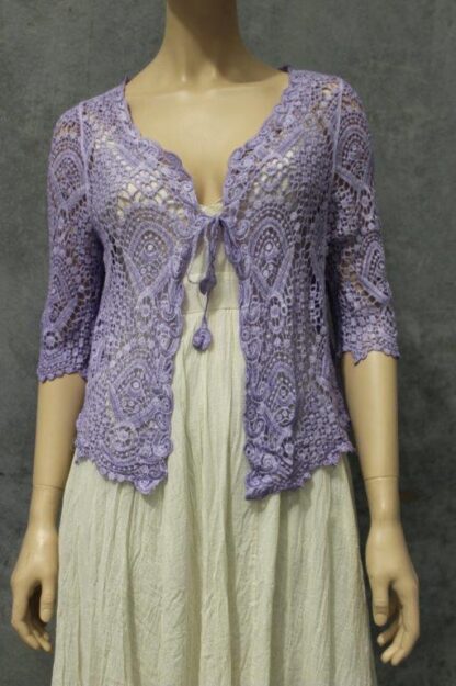 Overdyed Short Length Crochet Lace Cardi - Image 2