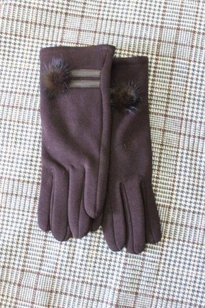Fur Trim Jersey Gloves