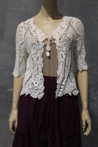 Overdyed Short Length Crochet Lace Cardi - Image 5