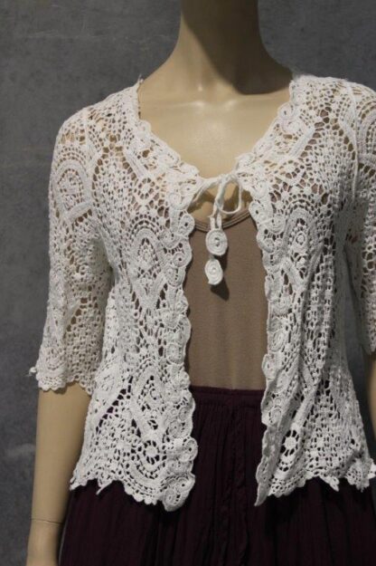 Overdyed Short Length Crochet Lace Cardi - Image 6