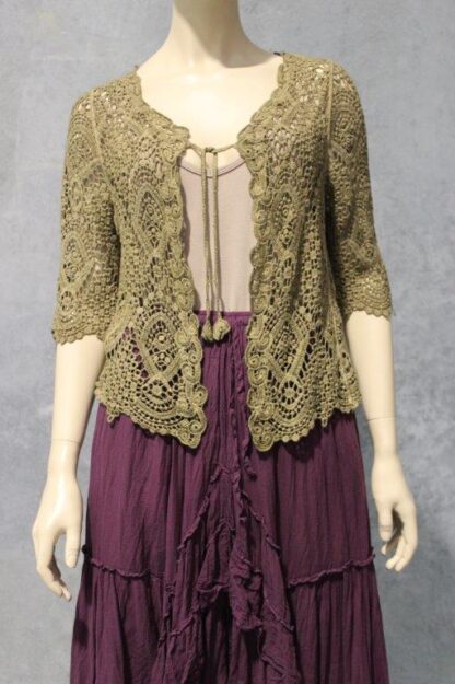Overdyed Short Length Crochet Lace Cardi - Image 7