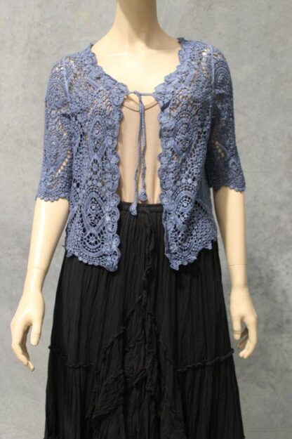 Overdyed Short Length Crochet Lace Cardi - Image 10