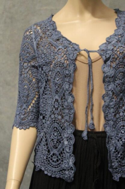 Overdyed Short Length Crochet Lace Cardi - Image 11