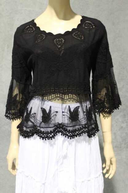 Butterfly Tulle Emb Midriff Frill Top - Image 4