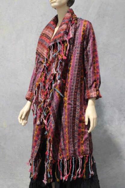 Stripe Nepal Fringe Jacket PINK (mez) - Image 12