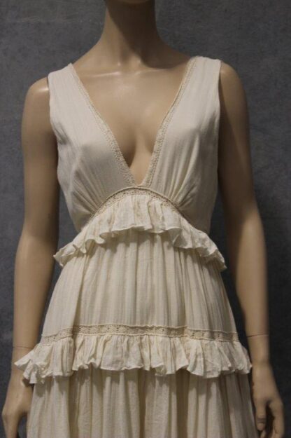 Plunge Neck Tiered Calico Ruffle Maxi - Image 5