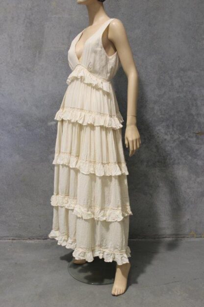 Plunge Neck Tiered Calico Ruffle Maxi - Image 3