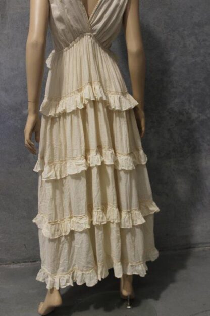 Plunge Neck Tiered Calico Ruffle Maxi - Image 7