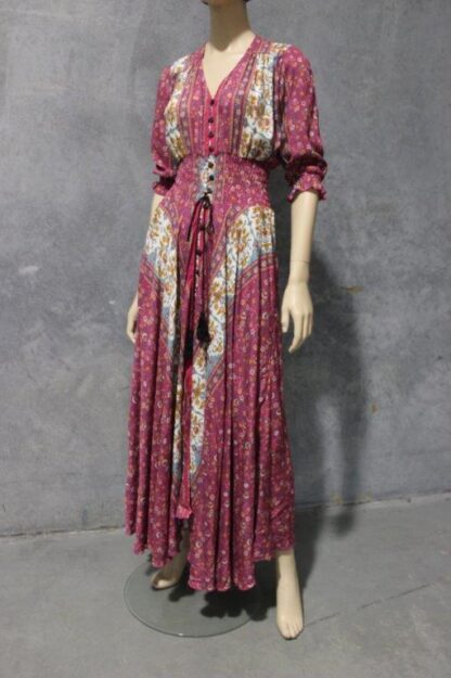 Button Thru Festival Maxi - Flower Border