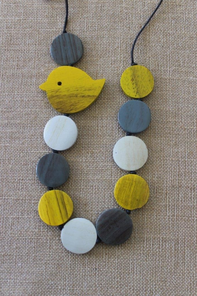 Bird Circle Wooden Necklace