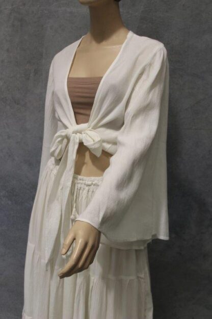 Crepe Kabaya Wrap Top - Plain in 2 Colours WHITE SALE
