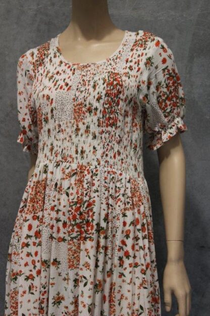 Shirred Bodice Rayon Crepe Dress Short - Image 3