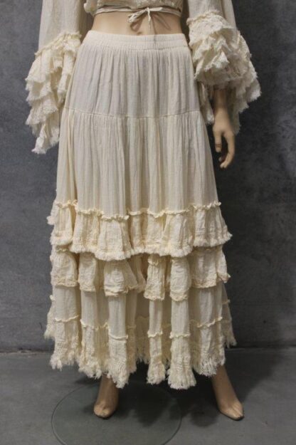 Calico Fringe and Ruffle Trim Maxi Skirt - Image 5