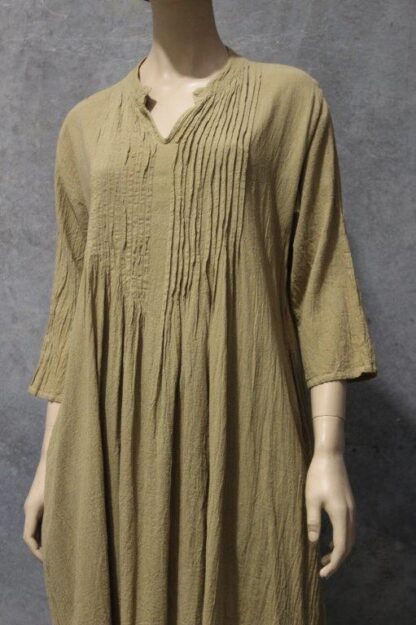 Pintuck Nehru Collar Midi Shift w Pockets - Image 7