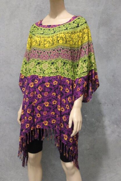 Sarong Print Holiday Poncho  SHORT- ASSORTED - Image 7
