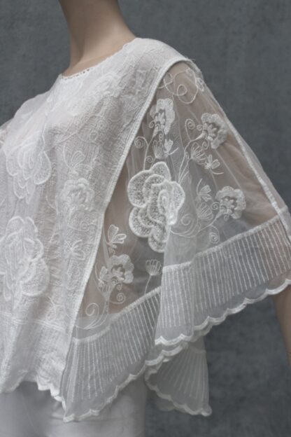 Emb Tulle Rose Lace Poncho Top - Image 3