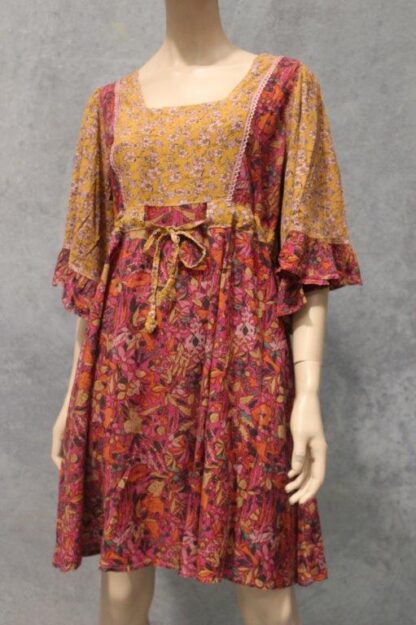Floral Acid Wash Angel Sleeve Dress - Image 12