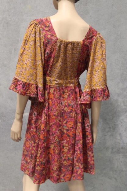 Floral Acid Wash Angel Sleeve Dress - Image 10