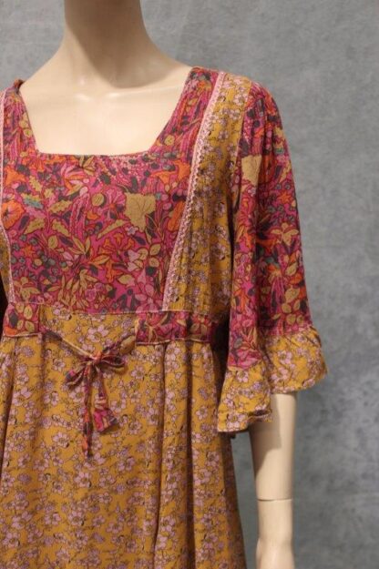 Floral Acid Wash Angel Sleeve Dress - Image 8