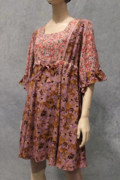 Floral Acid Wash Angel Sleeve Dress - Image 6