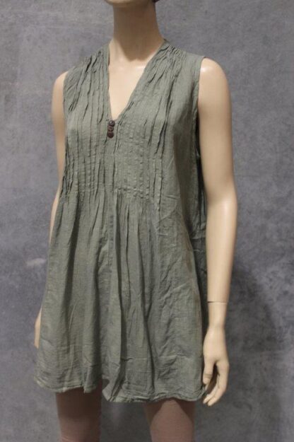 Sleeveless Pintuck Cotton Top A-Line Top (5 Colours) - Image 6