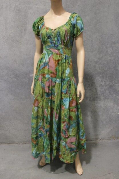 Lace Up Overdye Maxi Dress ALL ONE PRINT -PRETTY NEW BATCH/NEW IMPROVED ELASTIC FIT!