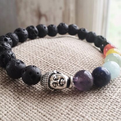 Lava Stone Gemstone Chakra Bracelet